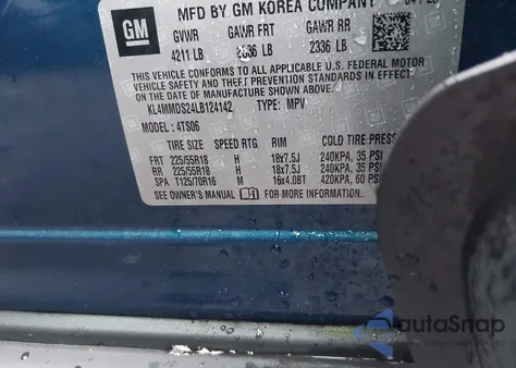 2020 Buick Encore Gx Fwd Select z USA, uszkodzony, nr VIN KL4MMDS24LB124142